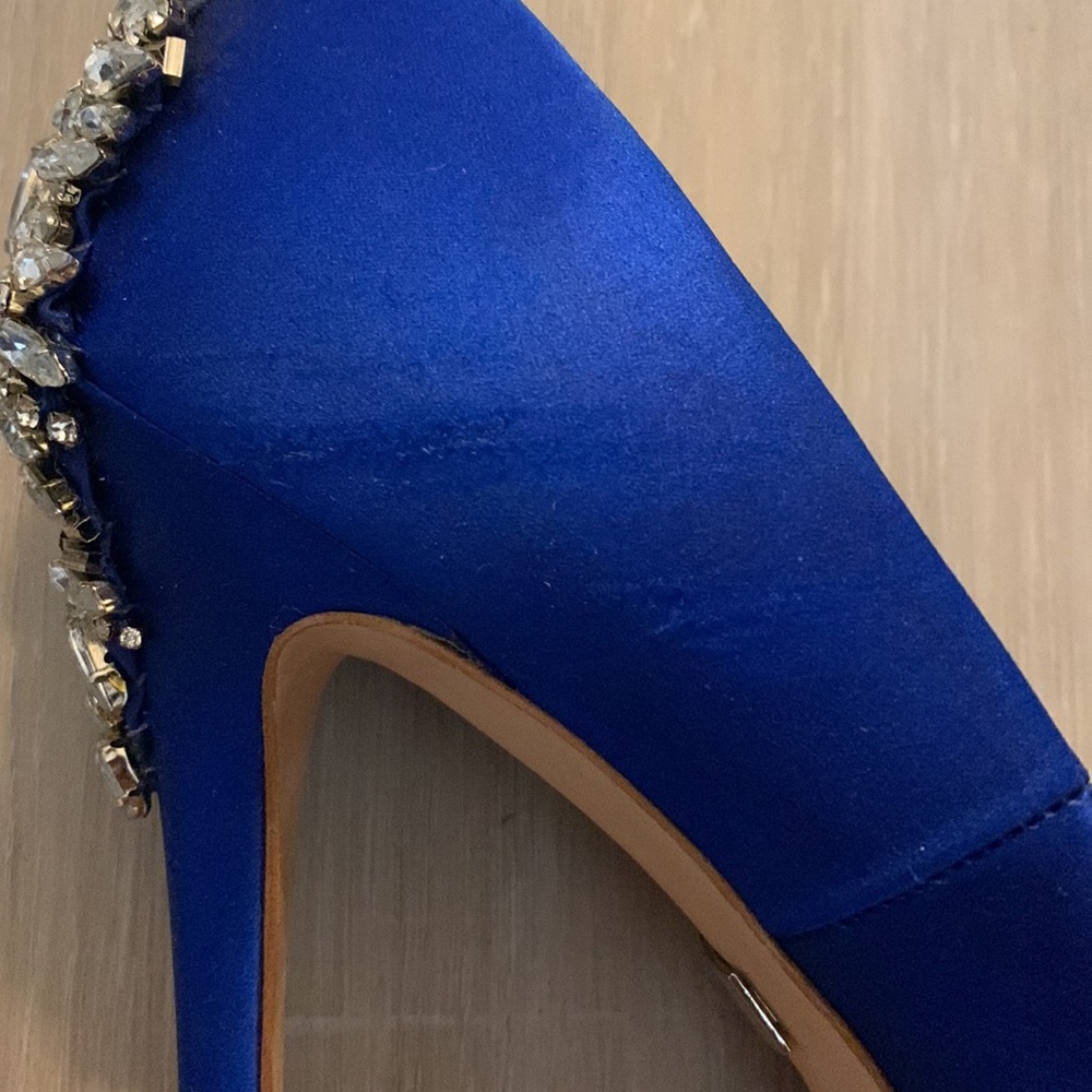 Badgley Mischka Kiara Embellished Peep Toe Pump- Blue (8) - Picture 7 of 8